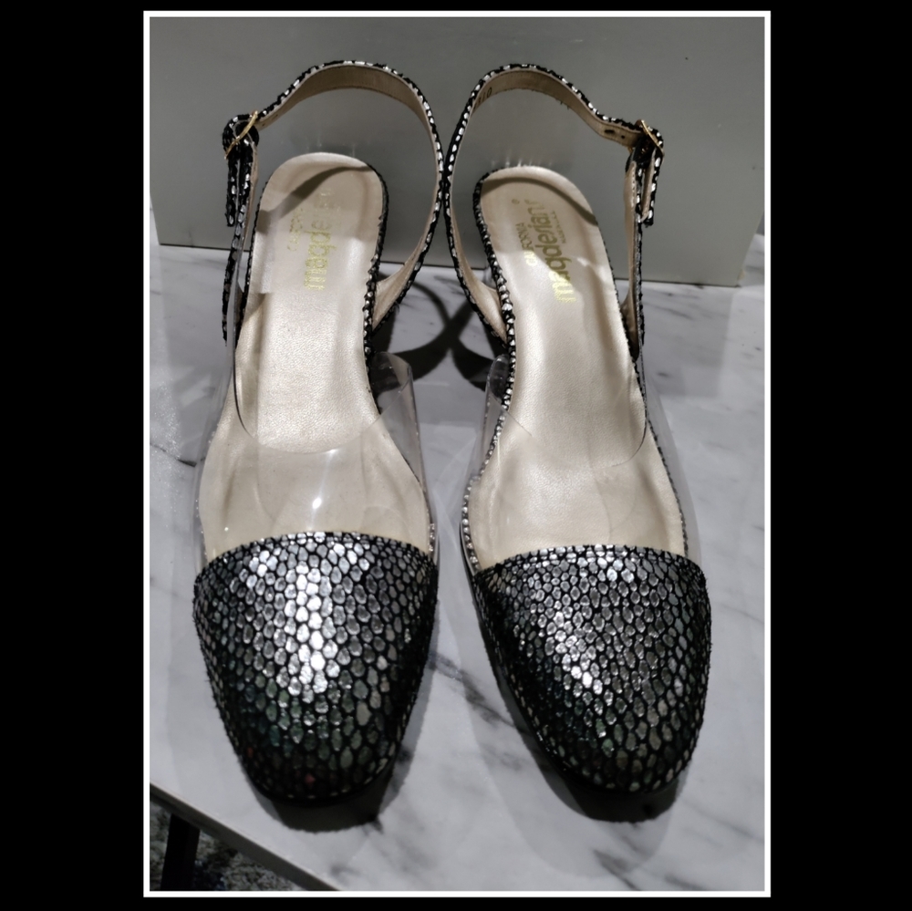 VINTAGE California Magdesians Alana Snakeskin Strappy Heels Shoes Women's  9.5